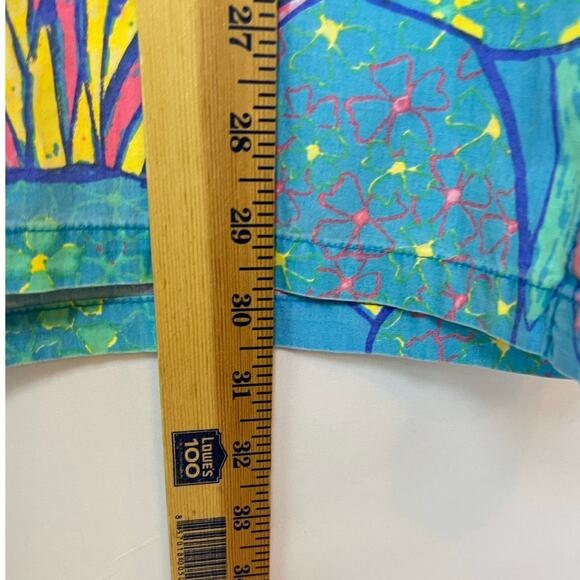 Chubbies The Nutter Mens XL Blue Yellow Hawaiian Print Short Sleeve Button Shirt - Picture 6 of 7